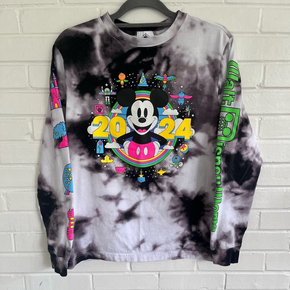 Disney 2024‎ New Year’s Eve Tie-Dye Long Sleeve Shirt, SZ S EUC